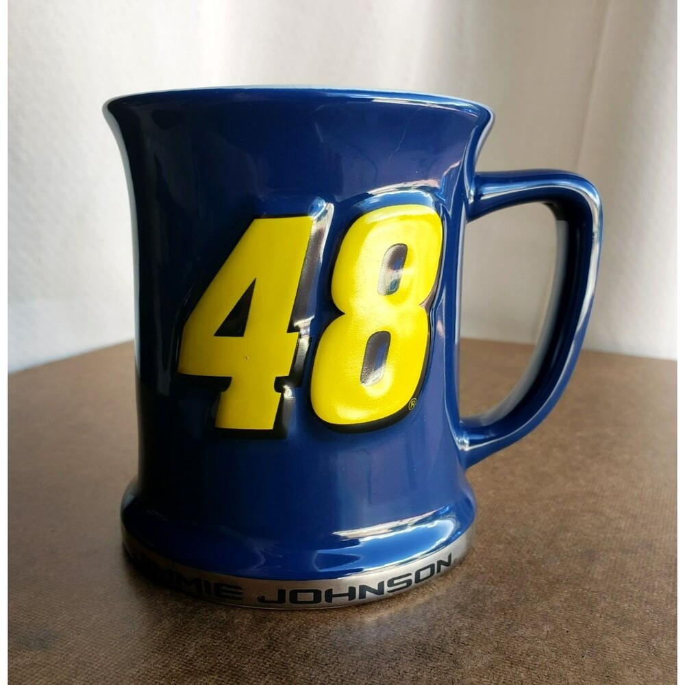 2007 JIMMIE JOHNSON #48 Blue RELIEF CERAMIC MUG 15 oz NASCAR Racing Team NEW NOS